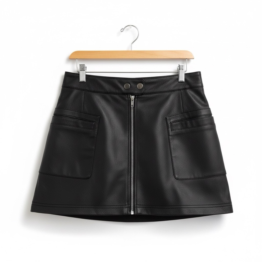 Free People Black faux leather Mini Skirt